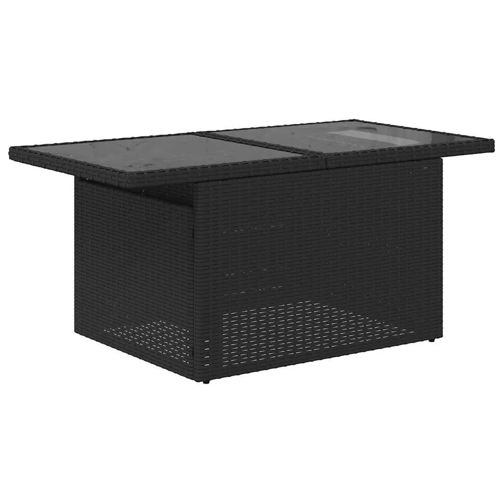 5 Piece Outdoor Furniture Set Black Poly Rattan Sofa with Cushions and Adjustable Table for Patio Garden