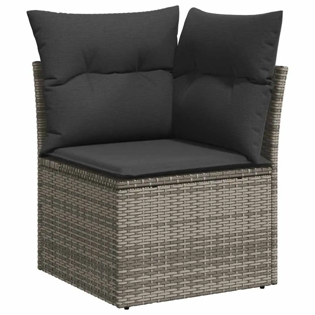 7 Piece Garden Sofa Set Grey PE Rattan Outdoor Lounge with Storage Function Adjustable Table Removable Cushion Covers