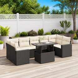 Transform Your Patio with 8-Piece Black Garden Sofa Set