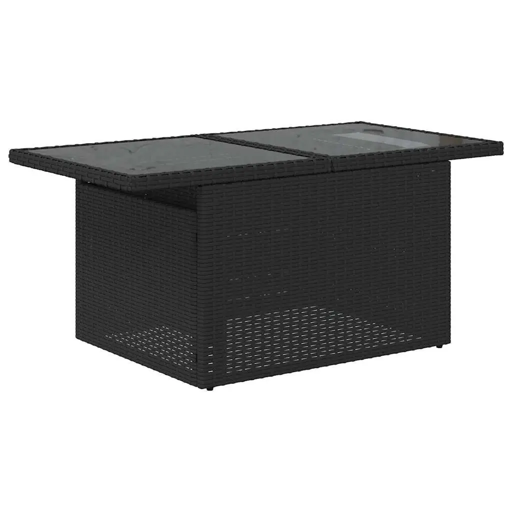 Garden Sofa Set 8 Piece Outdoor Furniture Black Poly Rattan with Storage
