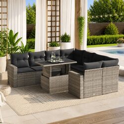 Inviting 9 Piece Grey Outdoor Sofa Set for Patios