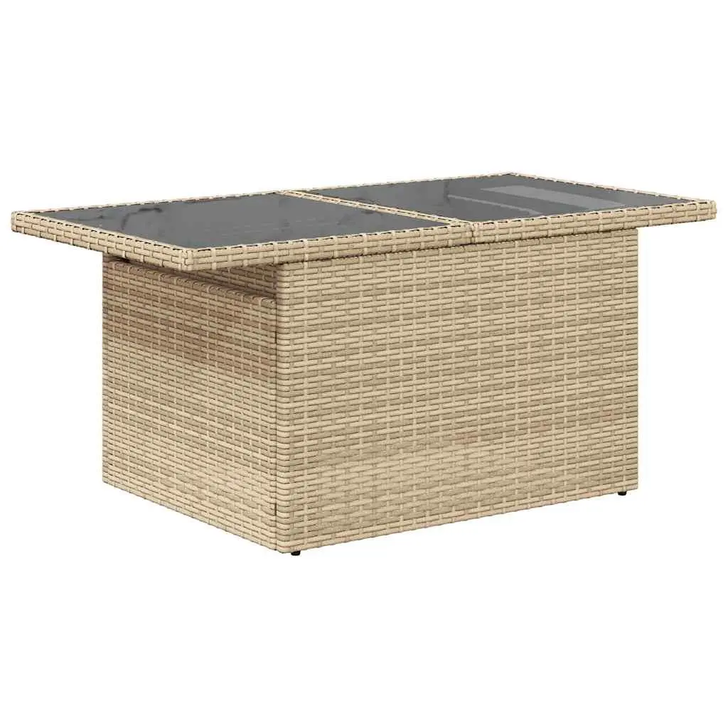 Outdoor Garden Sofa Set 9 Piece Beige PE Rattan with Storage Cushions and Adjustable Table