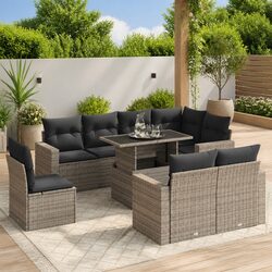 Stylish 9 Piece Outdoor Garden Sofa Set in Grey