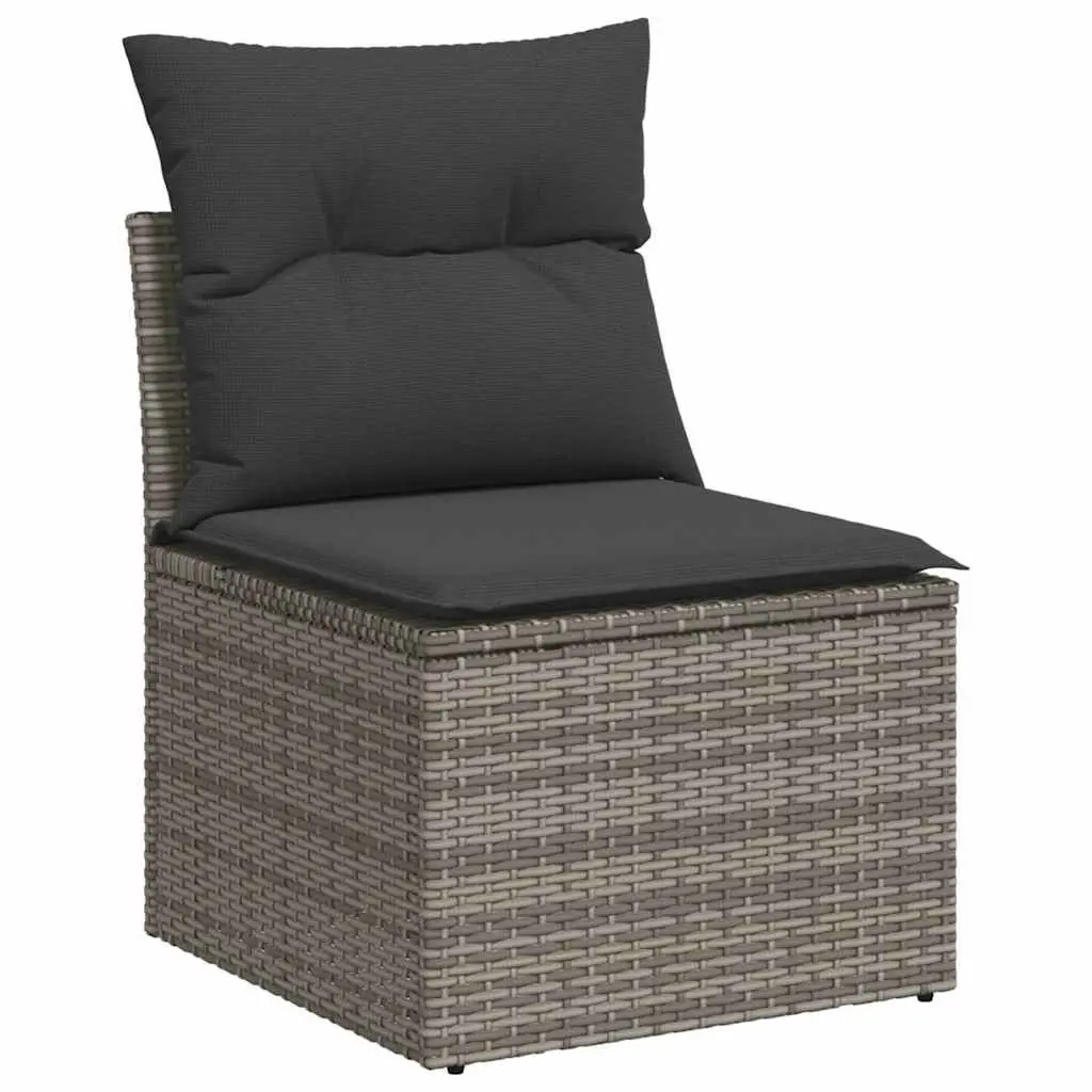 Garden Sofa Set 9 Piece Outdoor Furniture Grey Poly Rattan Adjustable Table Storage Compartments