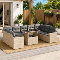 Enhance Your Outdoors with a 10 Piece Beige Sofa Set