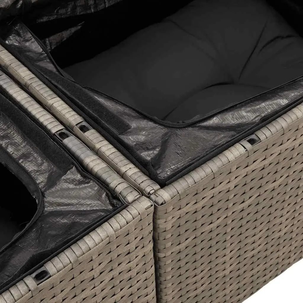 7 Piece Rattan Garden Sofa Set with Cushions Grey Outdoor Furniture for Patio and Terrace Use