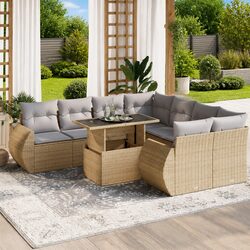 Transform Your Outdoor Space with 9 Piece Sofa Set in Beige