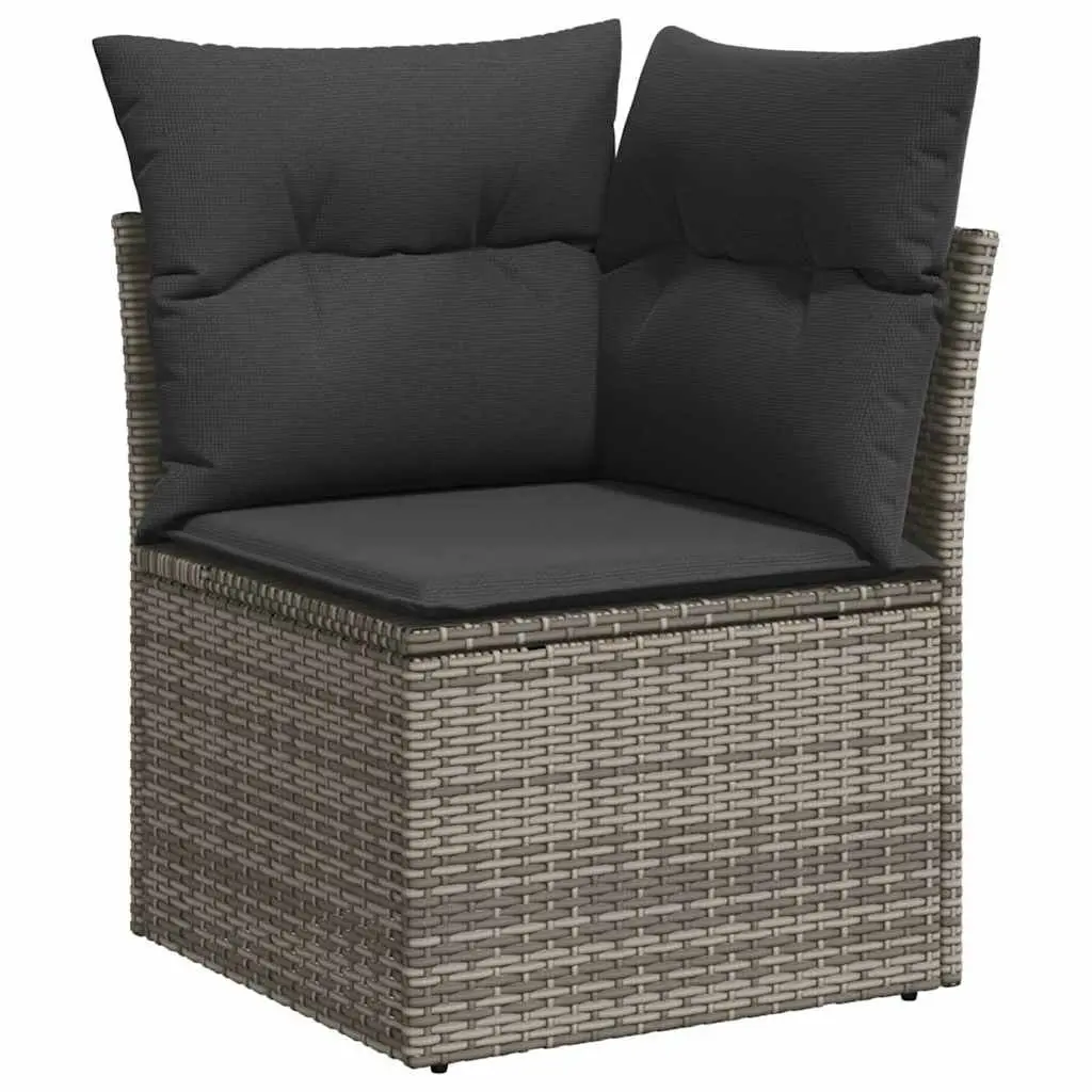 Outdoor Furniture Set 9 Piece Grey Poly Rattan Garden Sofa with Adjustable Table and Storage Funktion