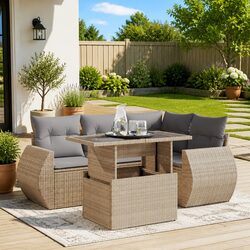 Outdoor 5 Piece Sofa Set in Beige for Relaxation