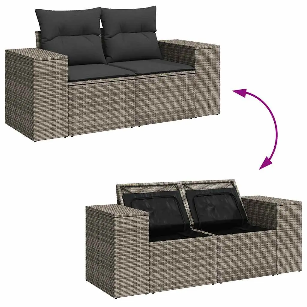 Garden Sofa Set 5 Piece Outdoor Furniture Grey Poly Rattan Patio Lounge Modular