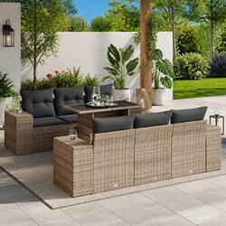 Stylish 7 Piece Modular Outdoor Furniture Set in Grey
