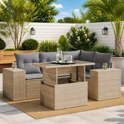 Beige 5-Piece Garden Sofa Set: Enhance Your Outdoor Space