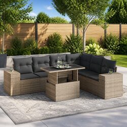 Enhance Your Outdoor Space with 7-Piece Sofa Set Grey