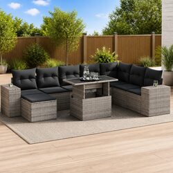 Stylish Grey 9 Piece Outdoor Sofa Set for Relaxation