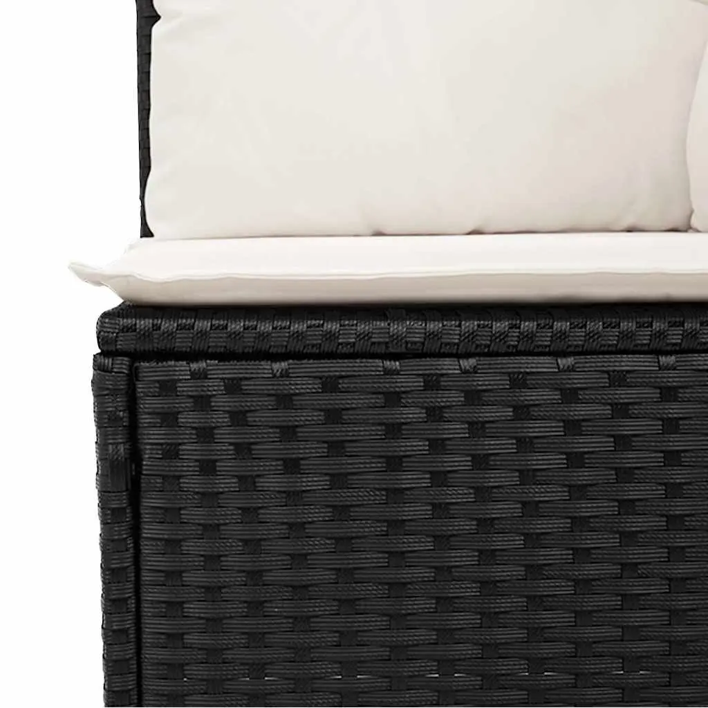 Garden Sofa Set 11 Piece Outdoor Furniture Black Poly Rattan Patio Sectional