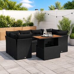 7 Piece Garden Sofa Set Outdoor Furniture Patio Lounge with Cushions Black