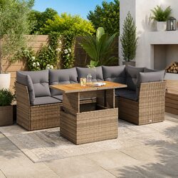 6-Piece Beige Sofa Set for Stylish Outdoor Living