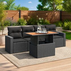 Inviting 5 Piece Outdoor Sofa Set with Cushions