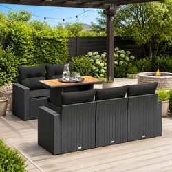 Outdoor Patio Sofa Set - 6-Piece Modular in Black