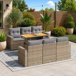 Beige 7-Piece Garden Sofa Set for Outdoor Relaxation