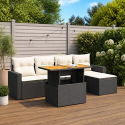 Modular 6-Piece Black Outdoor Sofa Set for Relaxation