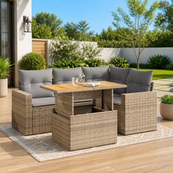 Comfortable 5-Piece Outdoor Sofa Set with Beige Cushions