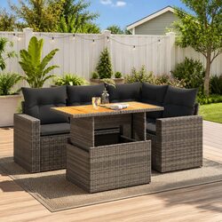 5 Piece Garden Sofa Set in Grey for Outdoor Relaxation