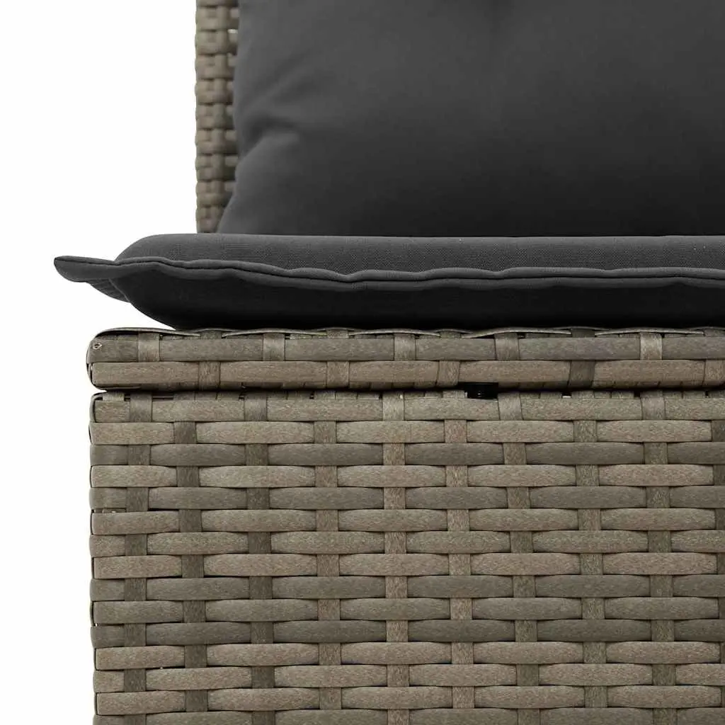 Garden Sofa Set 5 Piece Grey Poly Rattan Outdoor Furniture with Storage Cushions Adjustable Table Removable Washable Covers