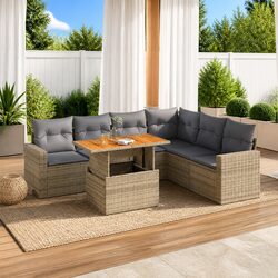 Enhance Your Outdoor Living with a 7 Piece Beige Sofa Set