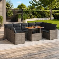 Outdoor 10-Piece Grey Garden Sofa Set for Relaxation