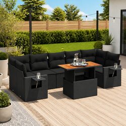 Transform Your Outdoor Space with 8-Piece Black Sofa Set