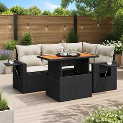 Versatile Black Rattan 5 Piece Outdoor Sofa Set