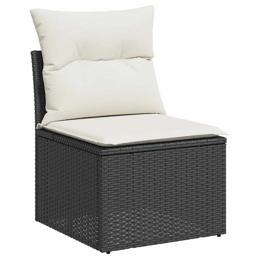 Garden Sofa Set 8 Piece Outdoor Furniture Patio Rattan Black with Cushions Adjustable Table Storage Function