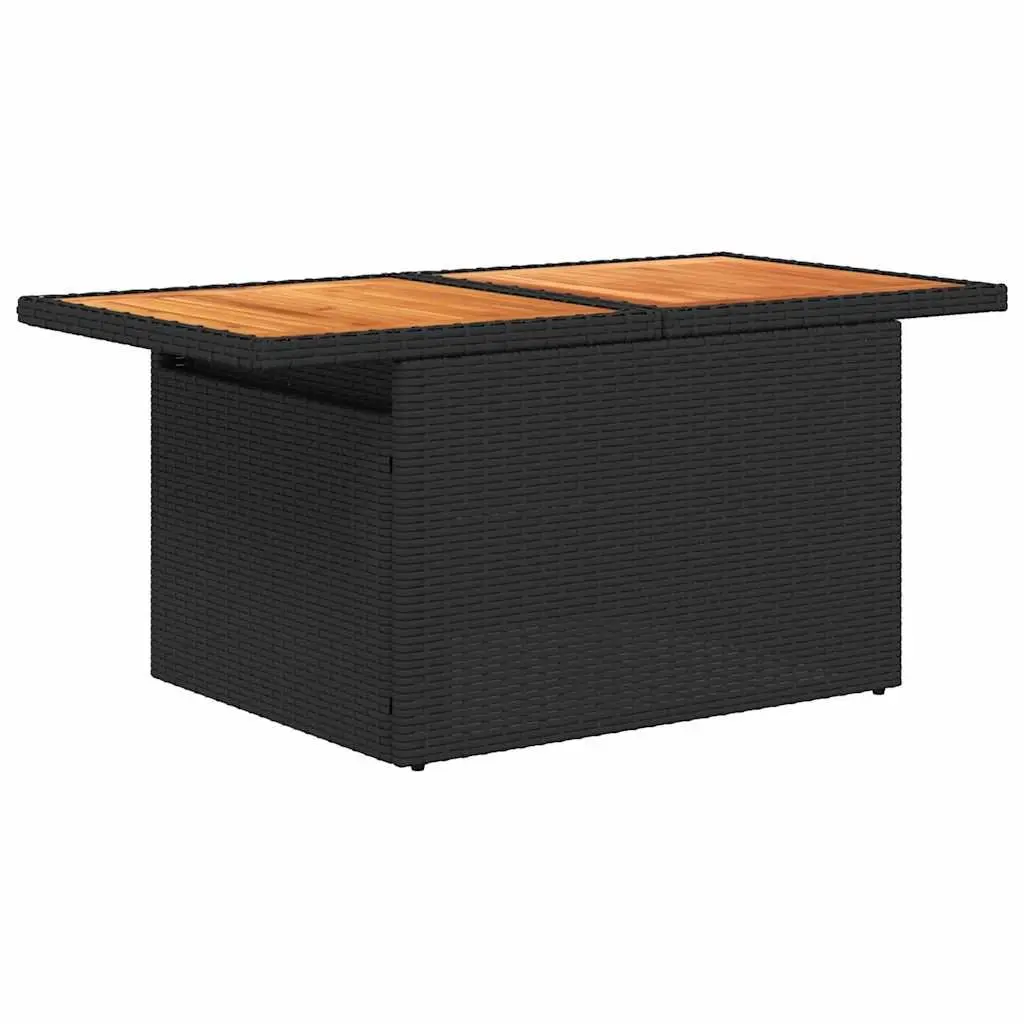Garden Sofa Set 8 Piece Outdoor Furniture Patio Rattan Black with Cushions Adjustable Table Storage Function