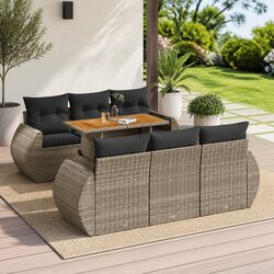 7 Piece Outdoor Sofa Set in Grey with Versatile Design