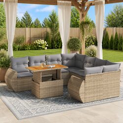 Comfortable 9 Piece Outdoor Sofa Set in Beige
