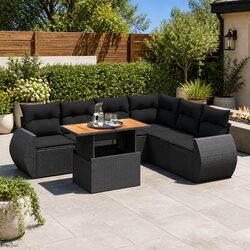 Stylish 7-Piece Outdoor Lounge Sofa Set in Black