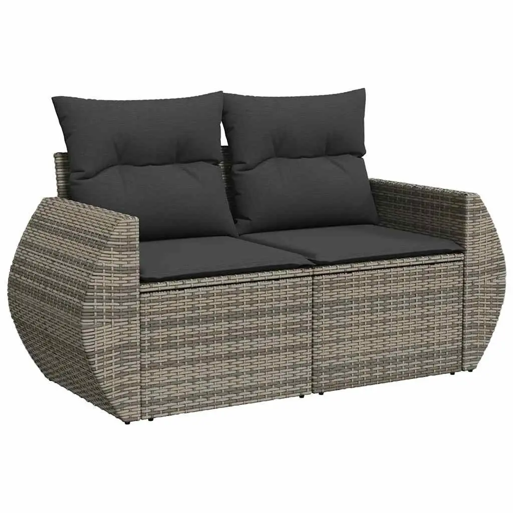 Garden Sofa Set 10 Piece Modular Outdoor Furniture Grey PE Rattan with Storage and Adjustable Table