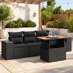 Modular Black Rattan Garden Sofa Set for Outdoor Spaces