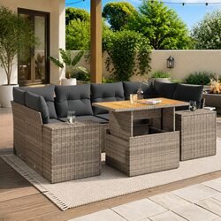 Enhance Your Outdoor Space with this 7-Piece Grey Sofa Set