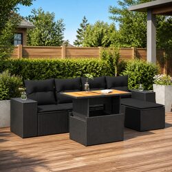 Versatile Black Outdoor Furniture: 6 Piece Sofa Set