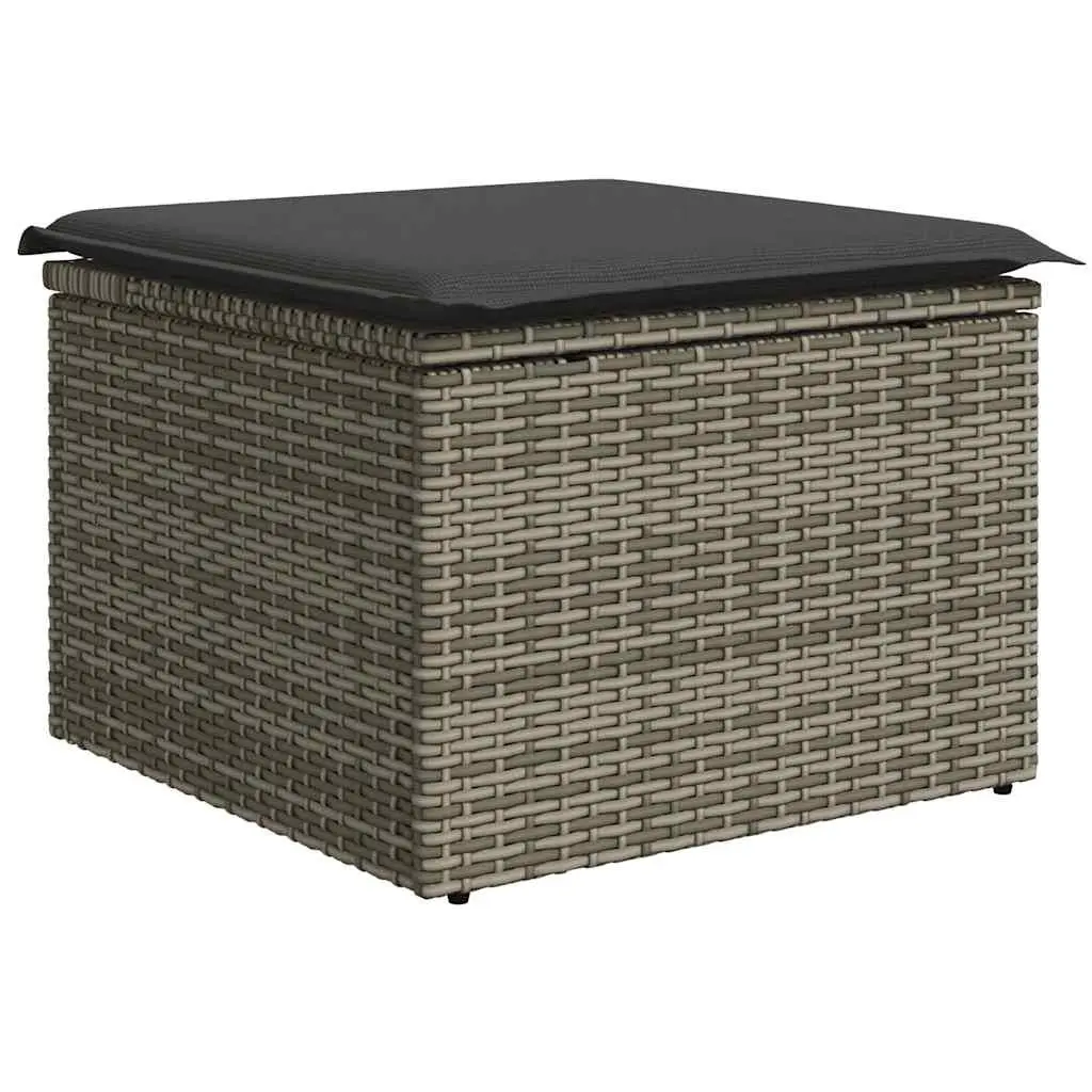 Garden Sofa Set 6 Piece Modular Outdoor Furniture Grey PE Rattan with Adjustable Tabletop and Storage Compartment