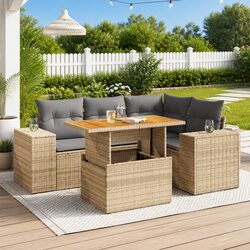 Versatile 5-Piece Outdoor Sofa Set in Beige for Relaxation
