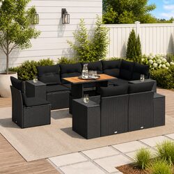 Elevate Your Outdoor Space with 9 Piece Black Sofa Set