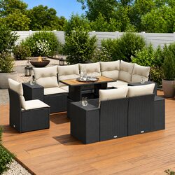 Transform Your Outdoor Space with 9-Piece Sofa Set in Black