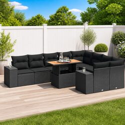 Stylish Black Modular 10-Piece Outdoor Sofa Set