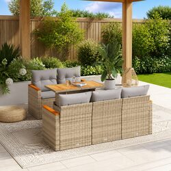Outdoor 6 Piece Beige Sofa Set for Your Patio
