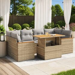 6 Piece Outdoor Furniture Set in Beige for Relaxation