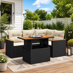 Inviting Black 5-Piece Outdoor Sofa Set with Cushions