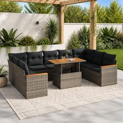 10-Piece Grey Outdoor Lounge Set for Your Patio